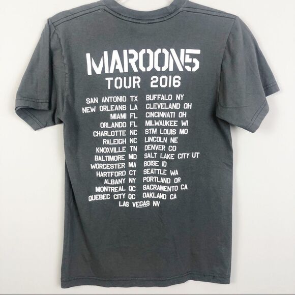 MAROON 5 2016 Concert Tour Gray Tee Double Sided Short Sleeve Unisex Size Small - Picture 7 of 9